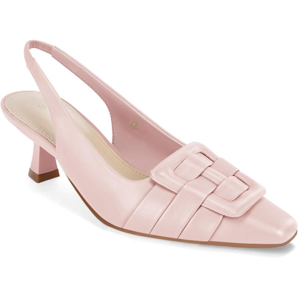 imageWomens Sling Back Kitten Heels Low Dress Shoes Slingback Pumps Pointed Closed Toe Comfortable Party Office SandalsPink