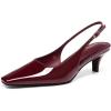 imageCoutgo Womens Kitten Low Heels Slingback Pumps Squared Point Toe Buckle Strap Wedding Party Dress ShoesRedbrown