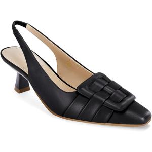 Womens Sling Back Kitten Heels Low Dress Shoes Slingback Pumps Pointed Closed Toe Comfortable Party Office Sandals(Black(pu))