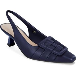 Womens Sling Back Kitten Heels Low Dress Shoes Slingback Pumps Pointed Closed Toe Comfortable Party Office Sandals(Blue)