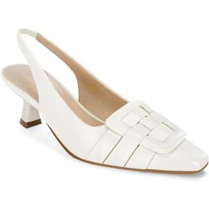 Womens Sling Back Kitten Heels Low Dress Shoes Slingback Pumps Pointed Closed Toe Comfortable Party Office Sandals(White(pu))