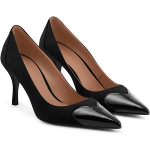 Coutgo Womens Closed Pointed Toe Pumps Heart Stiletto High Heels Wedding Bride Dress Shoes(Black)