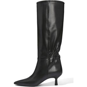 Coutgo Womens Kitten Heel Knee High Boots Pointed Toe Tall Boots Pull On Winter Dress Long Boot Shoes(Black)