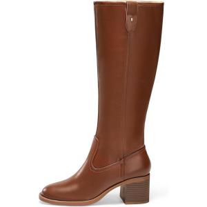 Coutgo Womens Knee High Boots Low Chunky Heel Round Toe Tall Boots Side Zipper Fall Dress Shoes(Dark Brown)