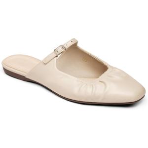 Coutgo Womens Mules Mary Jane Flats Closed Toe Pleated Slip on Shoes Dressy Casual Slides(Nude)