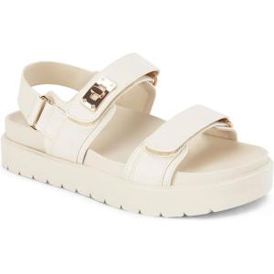 Coutgo Womens Platform Sandals Comfortable Flat Sandals Double Strap Footbed Summer Beach Sandals(Beige)