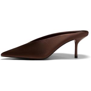 Coutgo Womens Pointed Toe Mules High Heels Sandals Slip On Clogs Summer Dress Shoes(Chocolate)