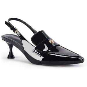 Coutgo Women’s Pointed Toe Sandals Slingback Kitten Heel Pumps Slip On Ankle Buckle Dress Shoes(Black)