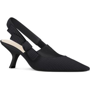 Coutgo Womens Slingback Kitten Heels Closed Pointed Toe Bowknot Knitted Slip On Work Pumps Dress Shoes(Black)