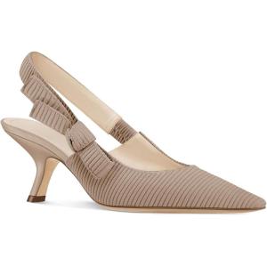 Coutgo Womens Slingback Kitten Heels Closed Pointed Toe Bowknot Knitted Slip On Work Pumps Dress Shoes(Light Coffee)