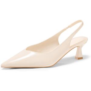 Coutgo Womens Slingback Kitten Heels Low Heel Closed Pointed Toe Pumps Heeled Sandals Dress Work Shoes(Beige)
