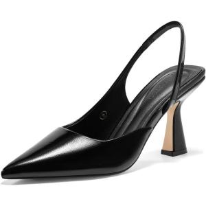 Coutgo Womens Slingback Stiletto High Heels Closed Pointed Toe Pumps D’Orsay Sexy Office Dress Shoes(Black)