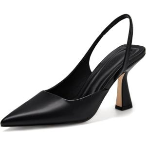 Coutgo Womens Slingback Stiletto High Heels Closed Pointed Toe Pumps D’Orsay Sexy Office Dress Shoes(Black（pu）)