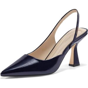 Coutgo Womens Slingback Stiletto High Heels Closed Pointed Toe Pumps D’Orsay Sexy Office Dress Shoes(Navy)