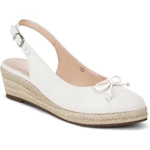 Womens Closed Toe Espadrilles Wedges Shoes Platform Slingback Mid Low Heel Canvas Bow Dress Sandals(White)