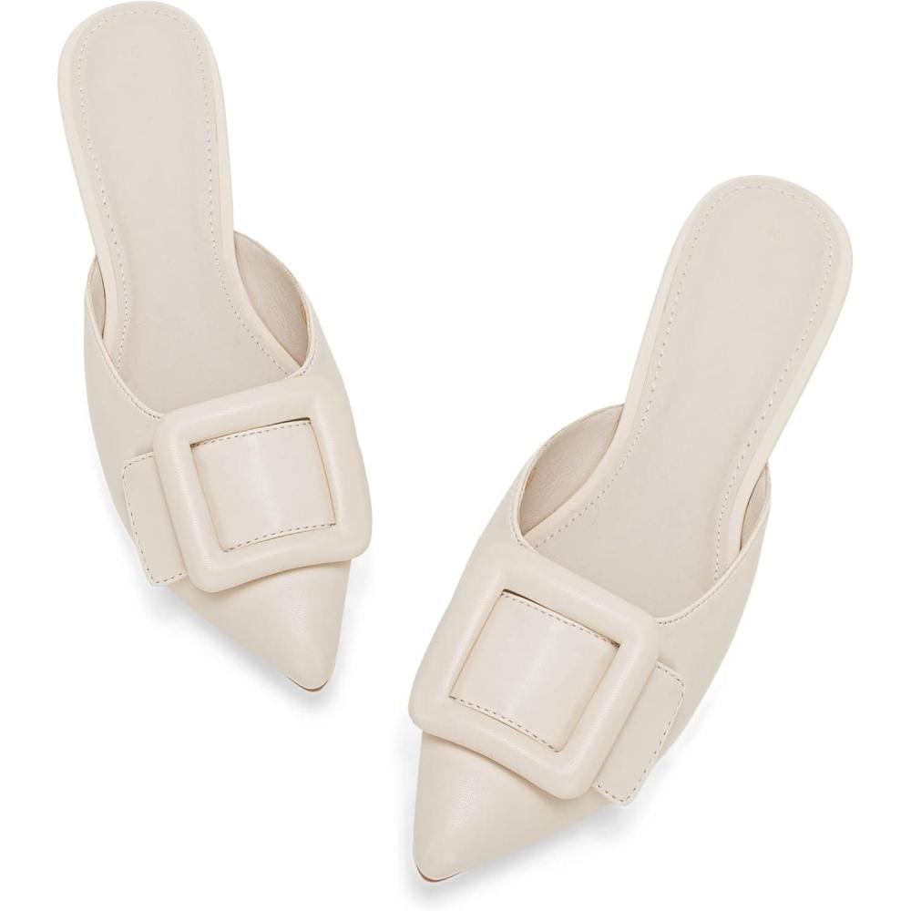 imageCoutgo womens Pointed Toe Mules FlatsCreamy White