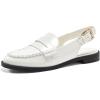imageCoutgo Womens Slingback Loafers Comfortable Pointed Toe Chunky Low Heel Adjustable Buckle Strap Flat ShoesCreamywhite