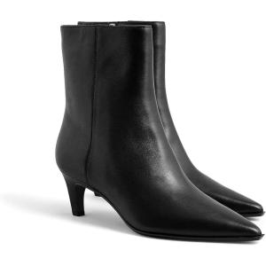 Coutgo Ankle Boots for Women Kitten Low Heel Pointed Toe Booties Side Zipper Fall Shoes(Black Pu)