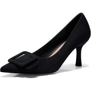Coutgo Women’s Closed Pointed Toe Pumps Stiletto High Heels Wedding Party Dress Shoes(Black（suede）)