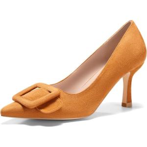 Coutgo Women’s Closed Pointed Toe Pumps Stiletto High Heels Wedding Party Dress Shoes(Brown（suede）)