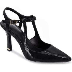 Coutgo Womens High Heels Pointed Toe Ankle Strap Pumps Patent Leather Sexy Stiletto Office Wedding Dress Shoes(A-black)