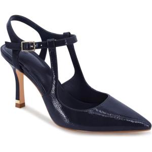 Coutgo Womens High Heels Pointed Toe Ankle Strap Pumps Patent Leather Sexy Stiletto Office Wedding Dress Shoes(A-navy)