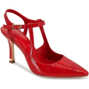 Coutgo Womens High Heels Pointed Toe Ankle Strap Pumps Patent Leather Sexy Stiletto Office Wedding Dress Shoes(A-red)