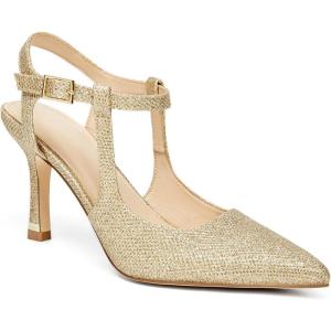 Coutgo Womens High Heels Pointed Toe Ankle Strap Pumps Patent Leather Sexy Stiletto Office Wedding Dress Shoes(Gold)