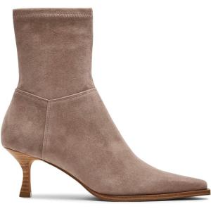 Coutgo Womens Kitten Low Heel Ankle Boots Pointed Toe Side Zipper Short Booties Fall Shoes(Taupe)