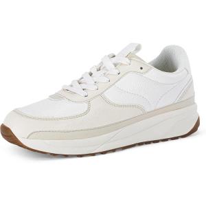 Coutgo Womens Lace Up Platform Sneakers Trendy Athletic Tennis Faux Leather Suede Neutral Comfortable Walking Shoes(Beige)