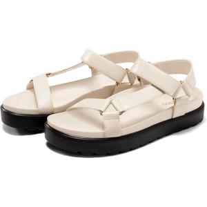 Coutgo Womens Platform Sandals Comfortable Arch Support Footbed Adjustable Ankle Strap Summer Beach Flat Sandals(Beige/Pu)