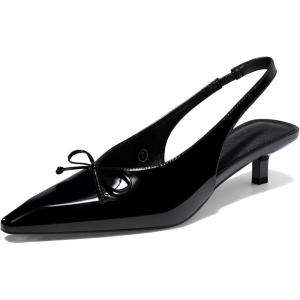 Coutgo Womens Slingback Kitten Low Heels Dress Shoes Closed Pointed Toe Bow Tie Slip on Office Work Pumps(Black)