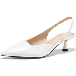 Coutgo Womens Slingback Stiletto High Heels Closed Pointed Toe Pumps D’Orsay Sexy Office Dress Shoes(Polish White)