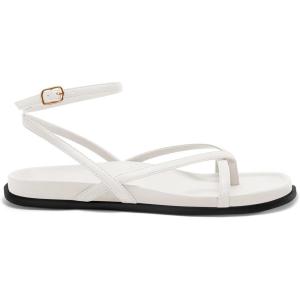 Coutgo Womens Strappy Flat Sandals Comfortable Flip Flop Footbed Sandals Ankle Strap Summer Beach Shoes(White)