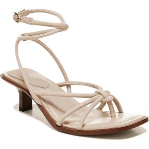 Coutgo Womens Strappy Heels Sandals Thong Gladiator Square Open Toe Low Kitten Heeled Criss Cross Ankle Strap Summer Dress Wedding Shoes(Beige)