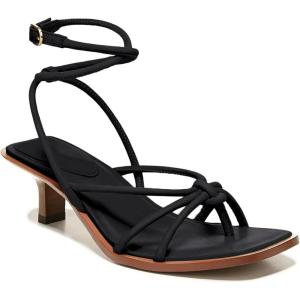 Coutgo Womens Strappy Heels Sandals Thong Gladiator Square Open Toe Low Kitten Heeled Criss Cross Ankle Strap Summer Dress Wedding Shoes(Black)