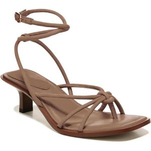 Coutgo Womens Strappy Heels Sandals Thong Gladiator Square Open Toe Low Kitten Heeled Criss Cross Ankle Strap Summer Dress Wedding Shoes(Coffee)