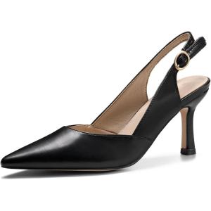 Women’s Slingback Kitten Heels Closed Pointed Toe Backless Wedding Party Dress Pumps Shoes(Black)