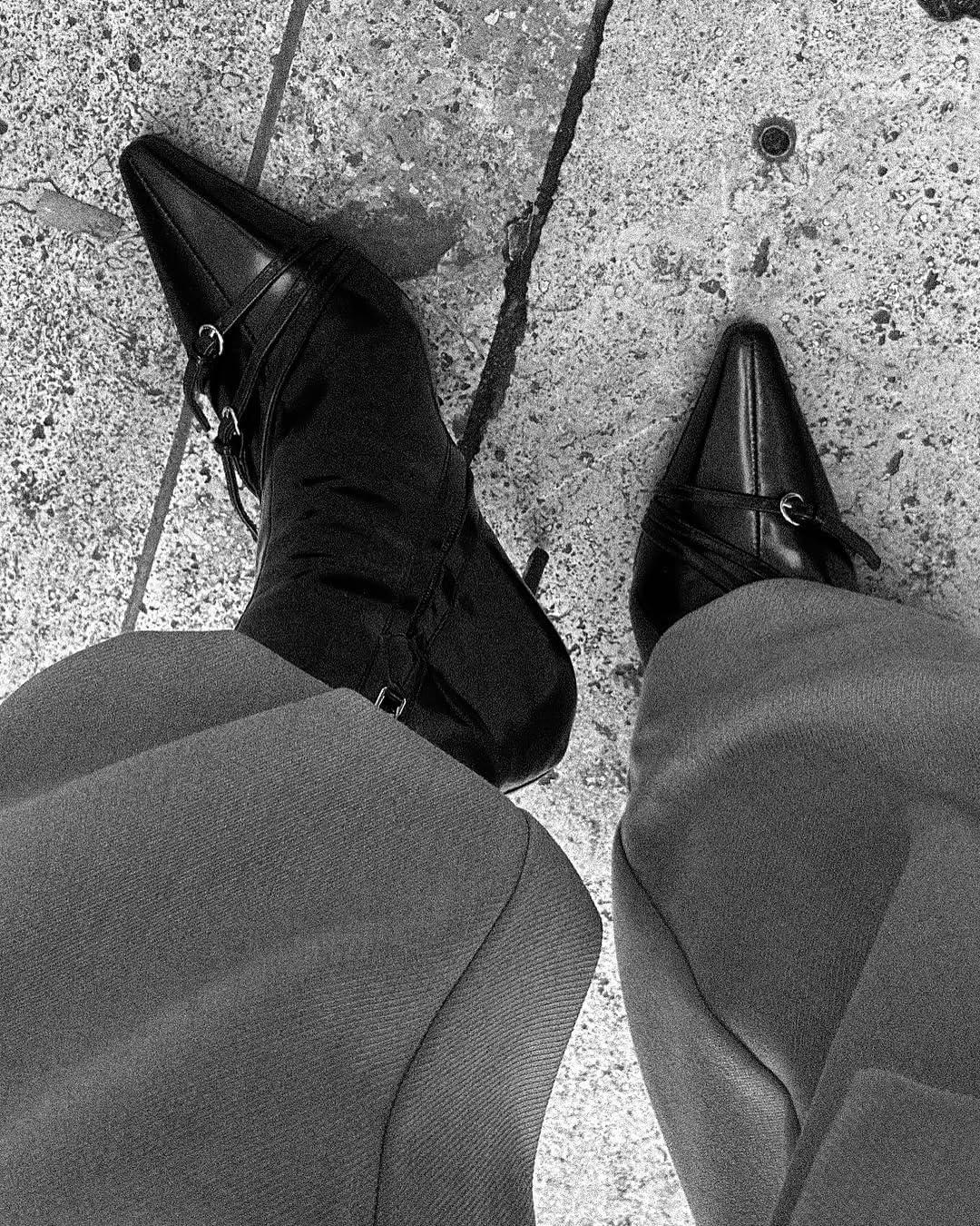 imageCoutgo Womens Buckle Strap Ankle Booties Kitten Low Heel Pointed Toe Y2K Boots Side Zipper Fall ShoesBlack