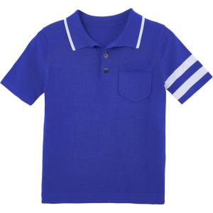 Boys Short Sleeve Knit Polo Shirts Kids School Uniform Casual Striped Polo T-Shirts 5-14 Years