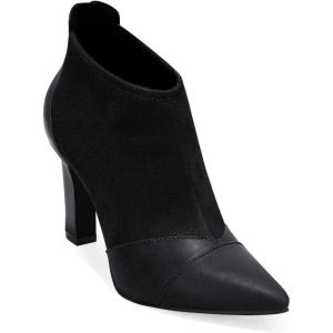 Coutgo Womens Ankle Booties Dress Boots Pointed Toe Stiletto High Heel Splicing Booties Shoes with Back Zipper(Black)