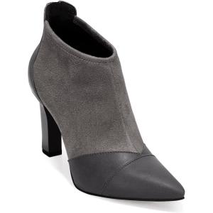 Coutgo Womens Ankle Booties Dress Boots Pointed Toe Stiletto High Heel Splicing Booties Shoes with Back Zipper(Grey)
