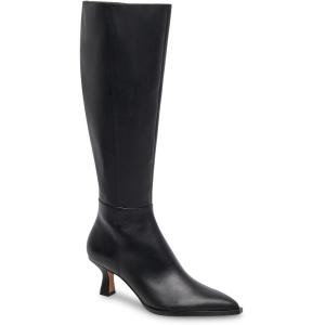 Coutgo Womens Knee High Boots Kitten Low Heel Pointed Toe Tall Boots Side Zipper Winter Dress Shoes(Black)