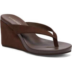Coutgo Womens Wedge Heels Sandals Platform Flip Flops Slides Slip On Summer Beach Shoes(Dark Brown)