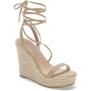 Women’s Espadrille Wedges Lace Up Platform Ankle Cross Strap Slingback Summer Dress Sandals(Nude)