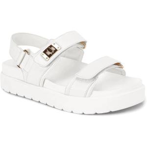 Coutgo Womens Platform Sandals Comfortable Flat Sandals Double Strap Footbed Summer Beach Sandals(White)