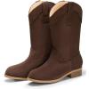 imageCoutgo Kids Cowboy Cowgirl Boots for Boys Girls Western Boot for Kids Mid Calf Riding Shoes Little KidBig KidDark Brown