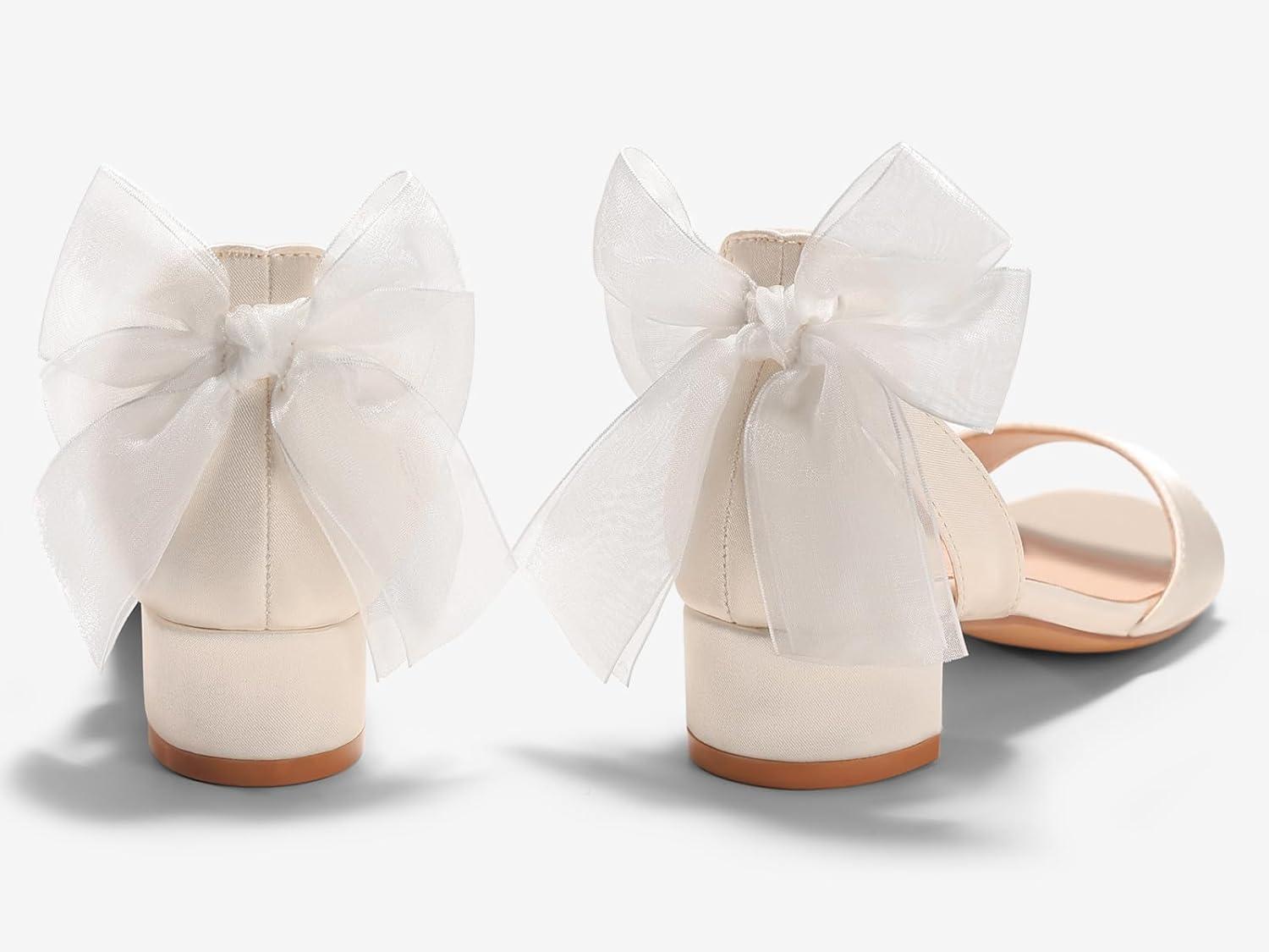image:imageCoutgo Girls Dress Shoes Sandals Chunky Low Heels Bow Ankle Strap Flower Girl Wedding Party ShoesBeige