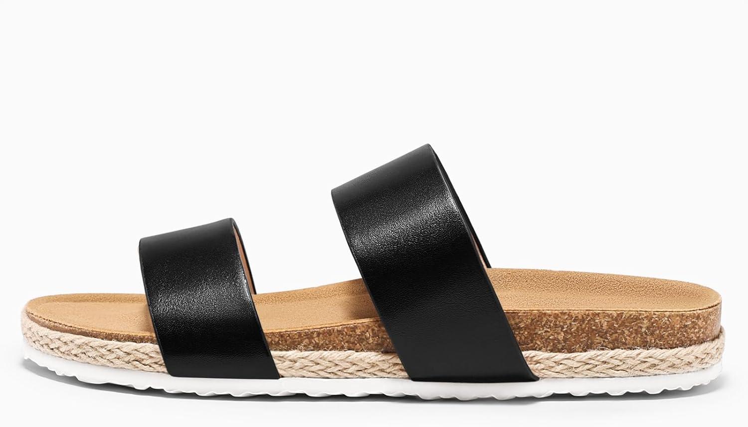 image:imageCoutgo Womens Platform Sandals Open Toe Slip On Slides Sandals Footbed Summer Beach ShoesBlack