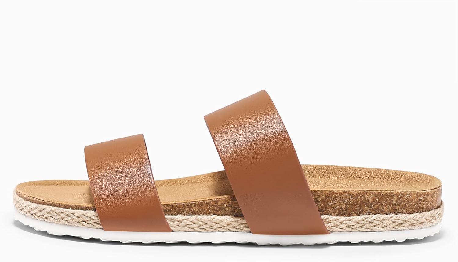 image:imageCoutgo Womens Platform Sandals Open Toe Slip On Slides Sandals Footbed Summer Beach ShoesBrown